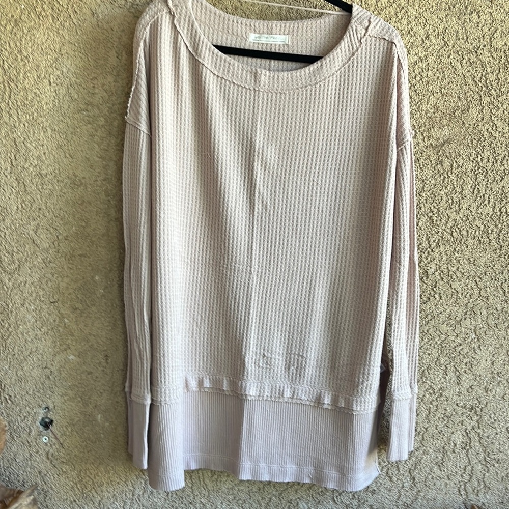 Women’s Free People Waffle Cream/Tan long sleeve shirt, Medium